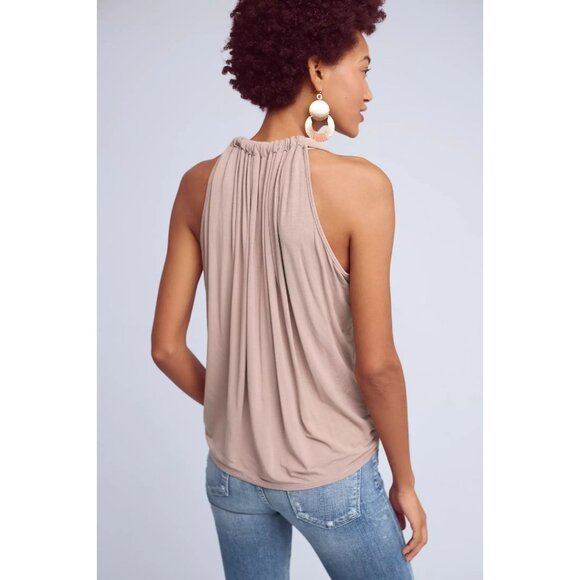 MICHAEL STARS x ANTHROPOLOGIE Black Draped Jersey Cowl Neck Halter Top, One Size - Picture 4 of 11